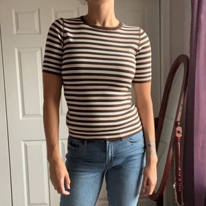 Vintage Pink and Brown Striped Shirt